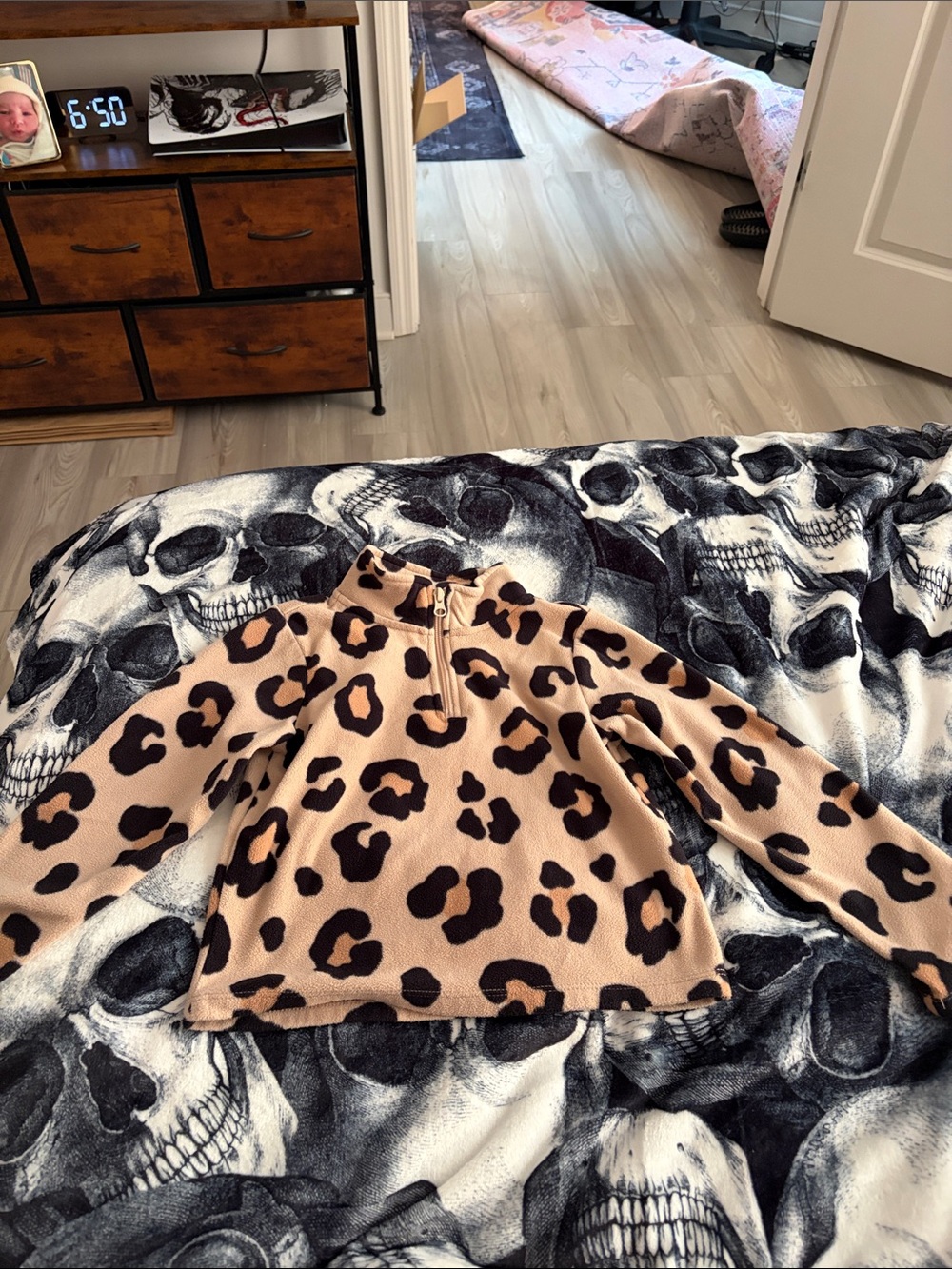 Leopard Print Half-Zip fleece sweatshirt